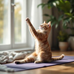 cat doing a yoga pose